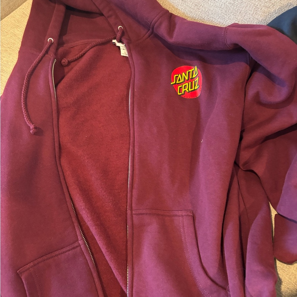 Santa Cruz Skateboards Maroon Zip-Up Sweater